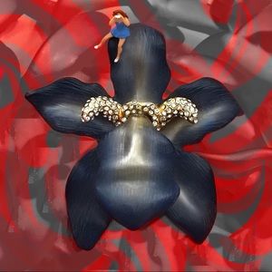 SOLD ALEXIS BITTAR SILVER BLUE LUCITE ORCHID PIN